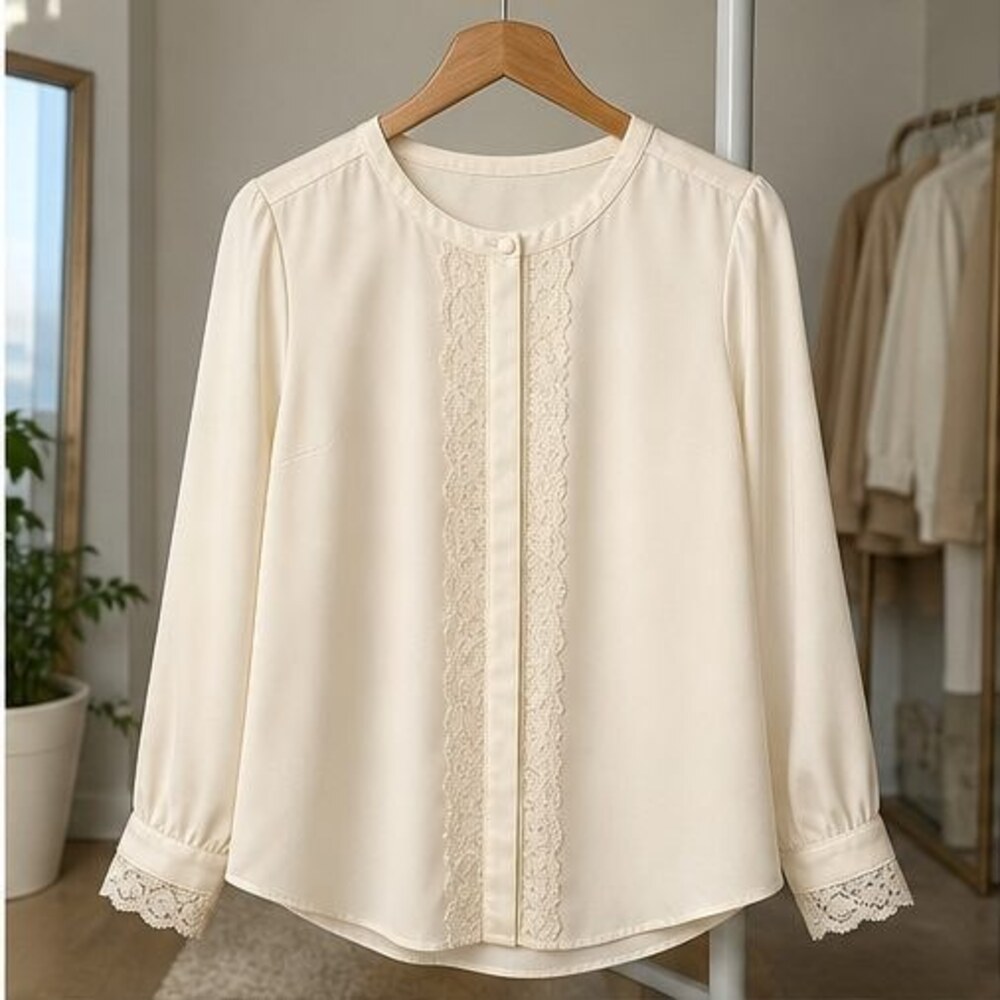 Cream Lace Trim Top